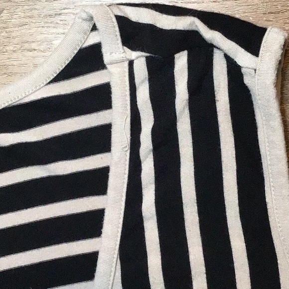 CALVIN Klein Dress Size 3X Maxi Tank Striped Sleeveless Black Cream Sun Dress - Picture 2 of 8